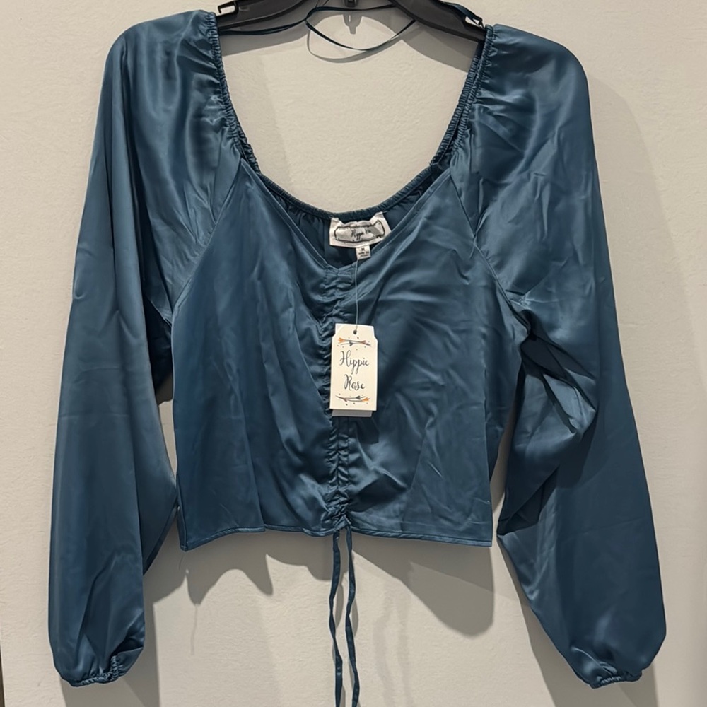 NWT Blue Silk Top